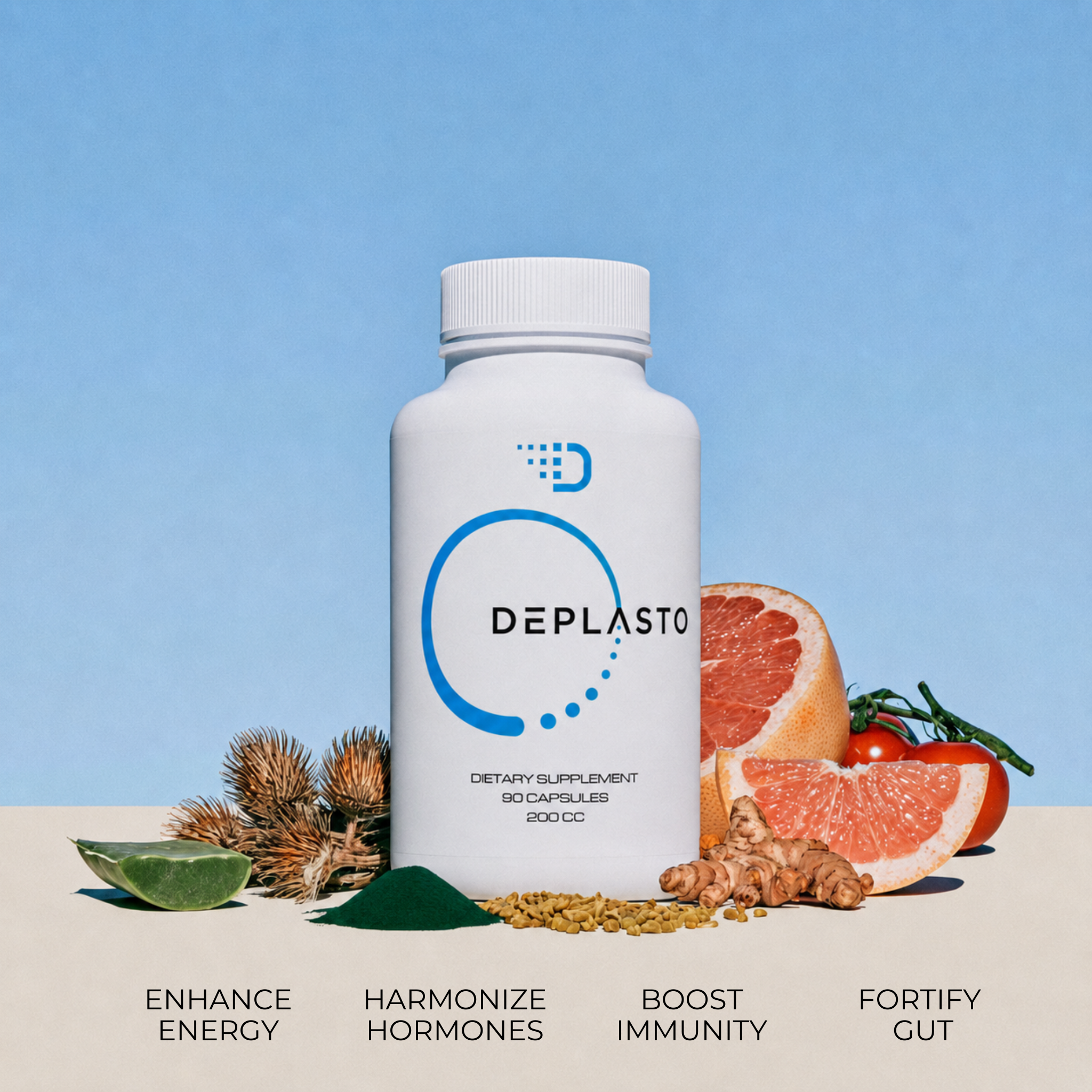 Deplasto microplastic supplement with eight natural ingredients studied alongside microplastics